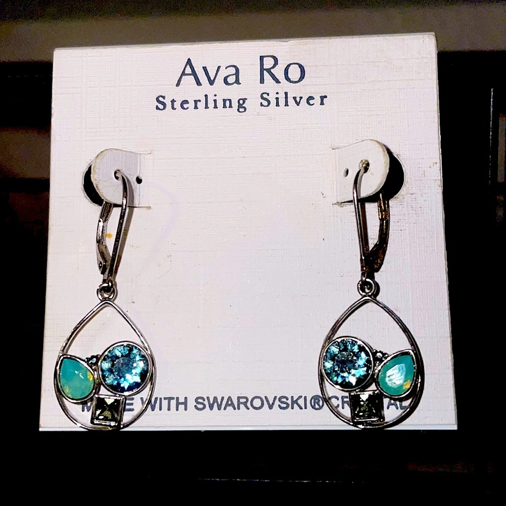 Ava Ro Sterling Silver Swarovski Crystal Earrings